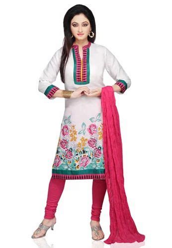 White And Multicolor Cotton Readymade Kameez With Leggings At Rs