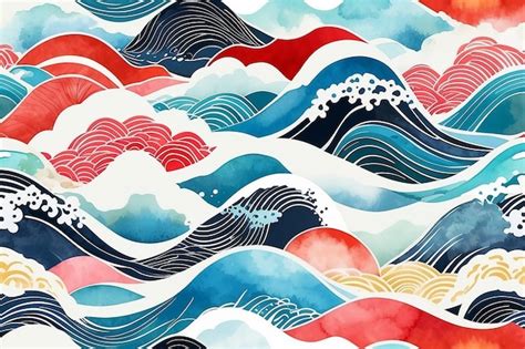 Premium Photo Abstract Art Background With Japanese Wave Pattern Vector