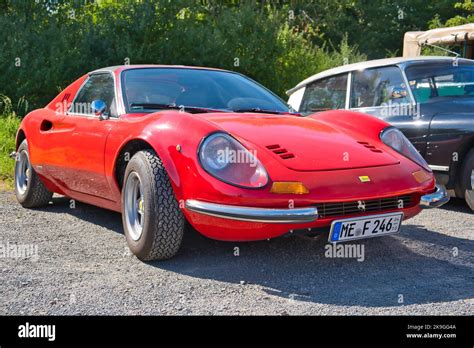 Red Ferrari Dino 246 Gt Produced From 1969 1974 Diagonal Front