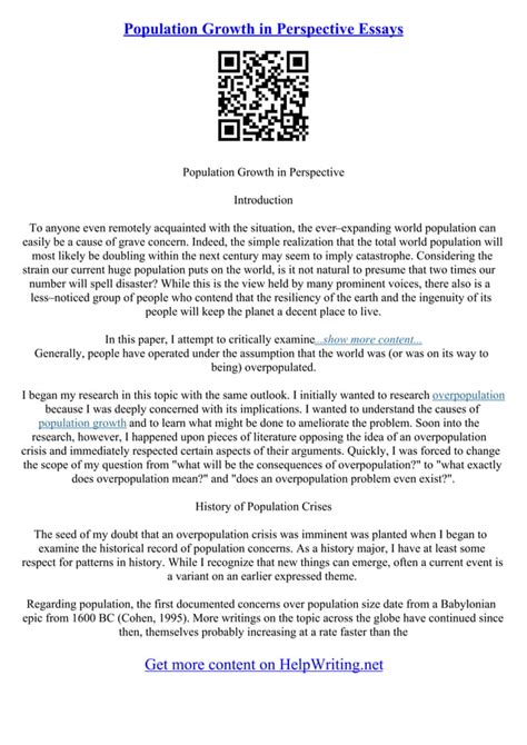 Essays On Population Growth Pdf