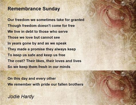 Remembrance Sunday by Jodie Hardy - Remembrance Sunday Poem