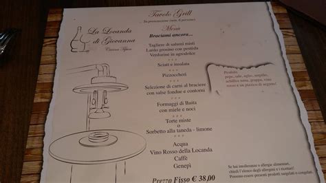 Menu Da La Locanda Di Giovanna Ristorante Grosio Via Roma