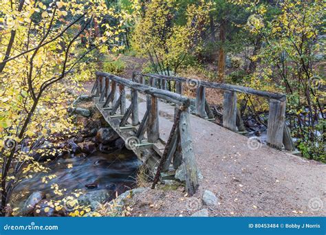 Wooden Foot Bridge Over The Stream Stock Photo Image Of Mountain