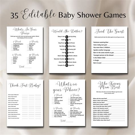 Gender Neutral Baby Shower Games Bundle, Modern Baby Shower Games, Minimalist Gender Reveal ...