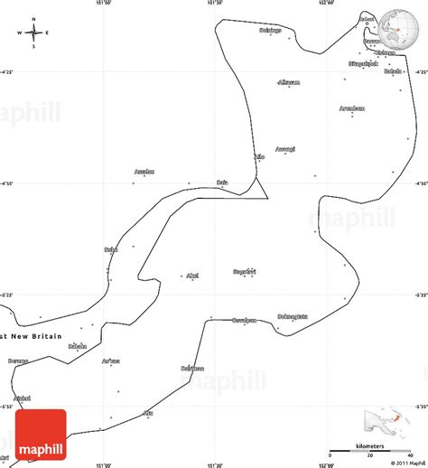 Blank Simple Map of East New Britain