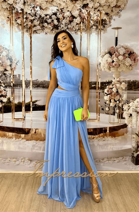 Vestido De Festa Longo Azul Serenity Impression Modas