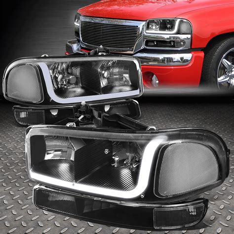 For 99 07 Gmc Sierra 1500 2500 3500 Led Drl Blackclear Headlightsbumper Lamps Ebay