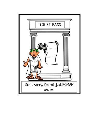 Funny Toilet Passes Hall Pass Outside Of Class Card Teaching Resources