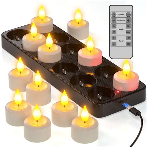 Pchero Rechargeble Tea Lights Candles With Remote Timer Pcs