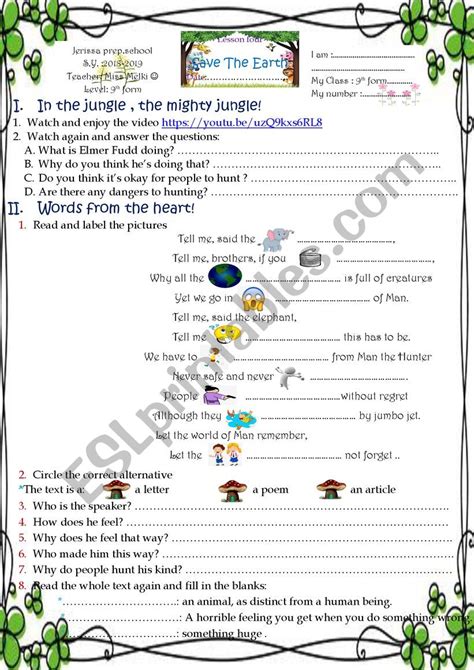 Save The Earth Esl Worksheet By English Teacher 38