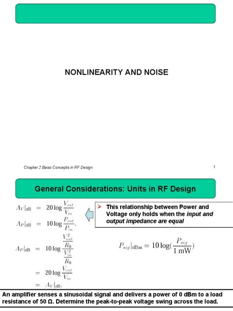 Nonlinearity and Noise: Chapter 2 Basic Concepts in RF Design | PDF ...