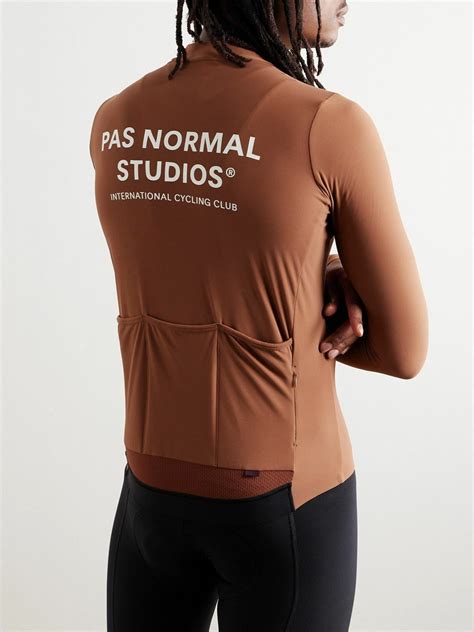 Pas Normal Studios Mechanism Logo Print Cycling Jersey Brown Pas