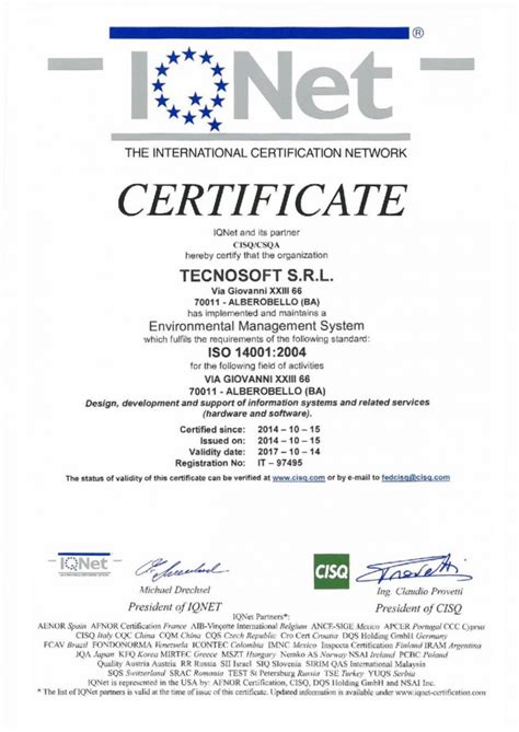 Certificazione Ambientale Iso Tecnosoft