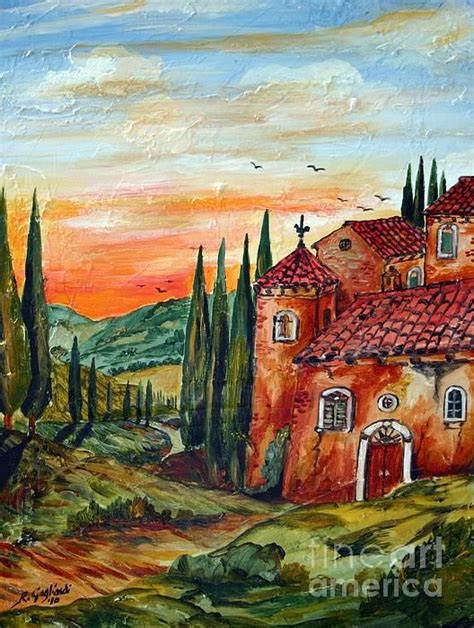 Old Tuscan Farm House Tuscan Farmhouse Farmhouse Paintings Italian