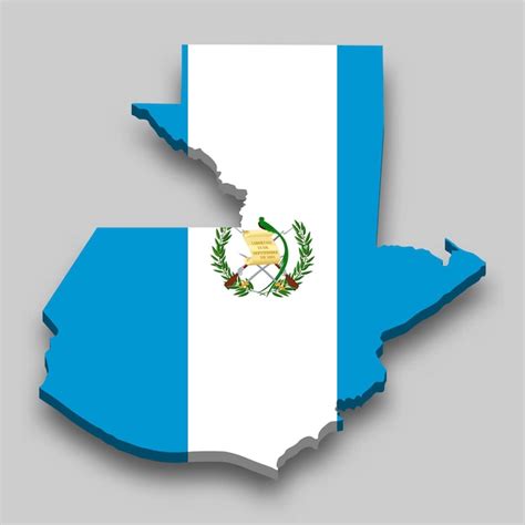 Isometrische D Karte Von Guatemala Mit Nationalflagge Premium Vektor