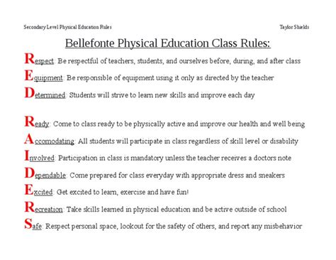 Pe Class Rules Pdf