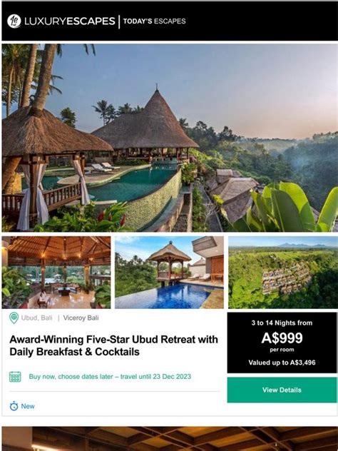 Luxury Escapes Global Formerly Australia Ubud Award Winning 5 Star