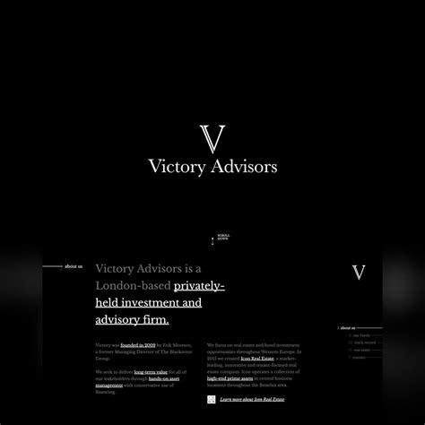 Victory Advisors One Page Website Award