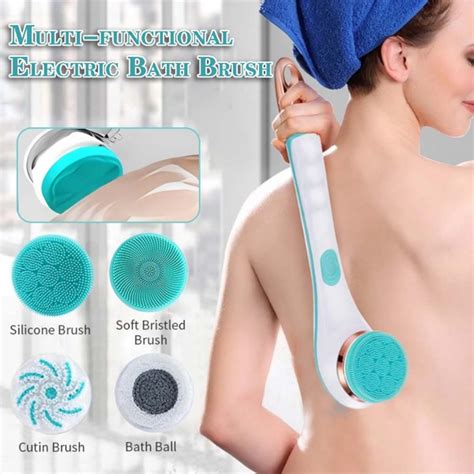 Multifunctional Electric Silicone Bath Brush With Long Handle Scrub