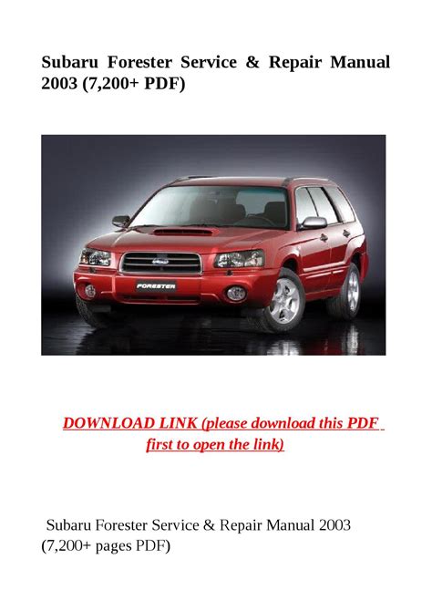 Subaru Forester Service Repair Manual Pdf By