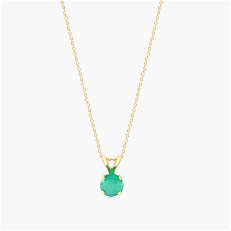 14K Yellow Gold Emerald Birthstone Necklace-8341305y14