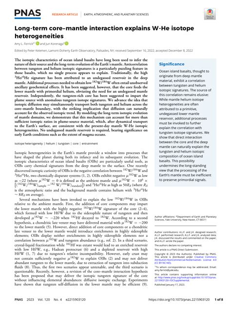 Pdf Long Term Core Mantle Interaction Explains W He Isotope