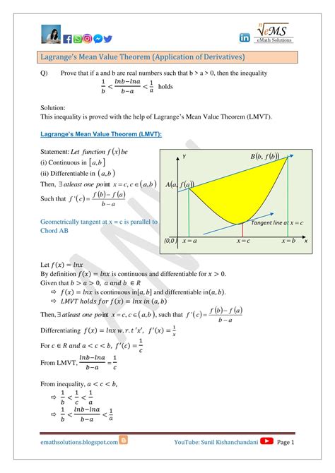 Inequality With Lagrange S Mean Value Theorem LMVT