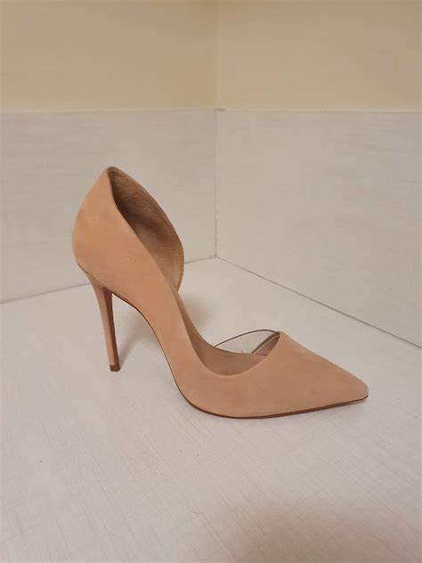 Scarpin Schutz 37 Nude Nobuck Vinil Salto Fino 11cm Sapato