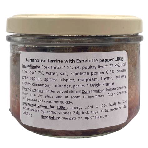 La Belle Chaurienne Piment D Espelette Farmhouse Terrine 180g BonneBouffe