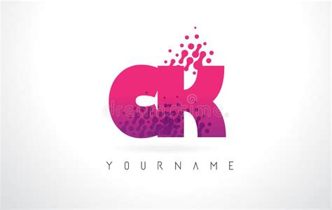 Ck C K Letter Logo With Pink Purple Color And Particles Dots Design Stock Vector Illustration