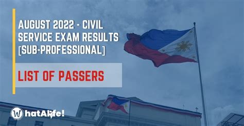 August 2022 Civil Service Exam Result Subprofessional Whatalife