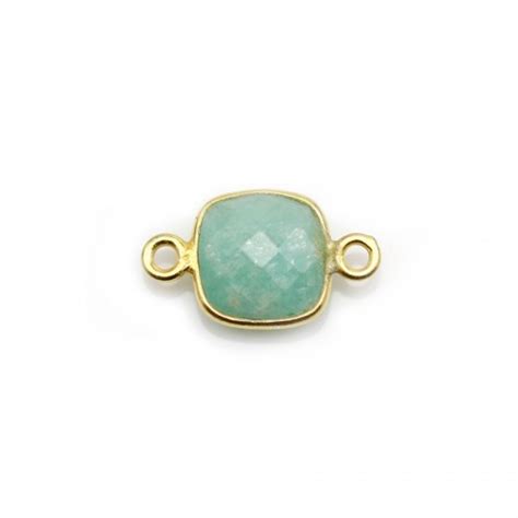 Amazonite Carr Facett E Sertie Sur Argent Dor L Or Fin Mm