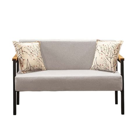 Poltrona 02 Lugares Estilo Industrial Minas Linho Nude MadeiraMadeira