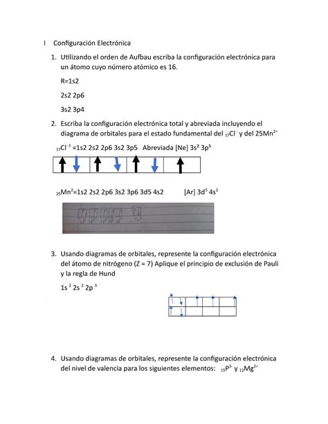 Configuraci N Electr Nica Utilizando El Orden De Aufbau Escriba La