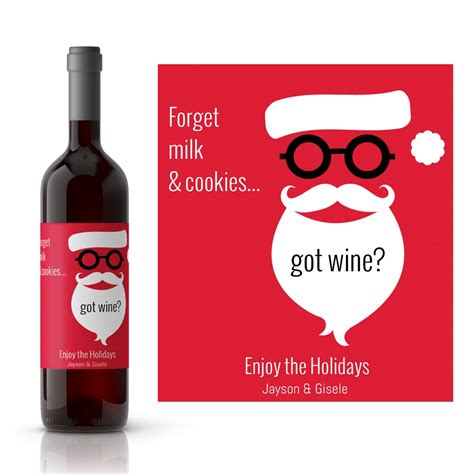 Hipster Santa Christmas Wine Label Got Wine Santas Beard Funny Holiday