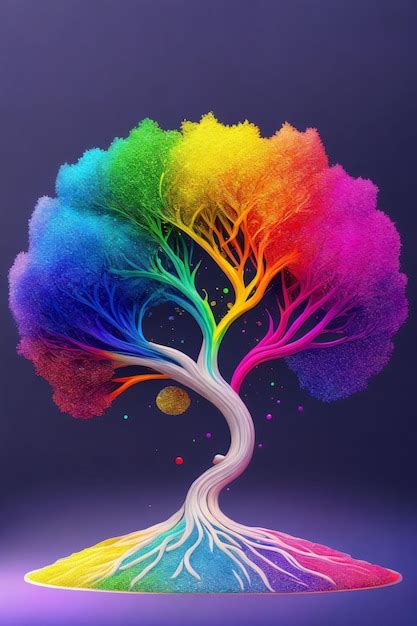 Premium AI Image | Painting of a colored tree