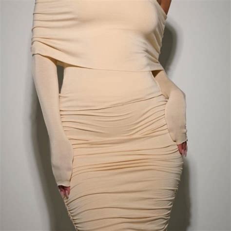 Naked Wardrobe Skirts Nwt Naked Wardrobe Ruched Energy Maxi Skirt In Oatmeal Poshmark