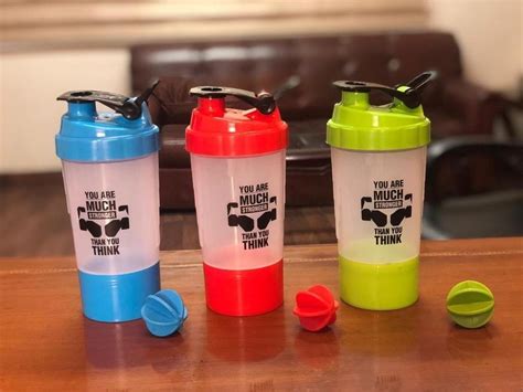 Plastic Ml Protein Shaker Bottle With Storage Compartment Ball