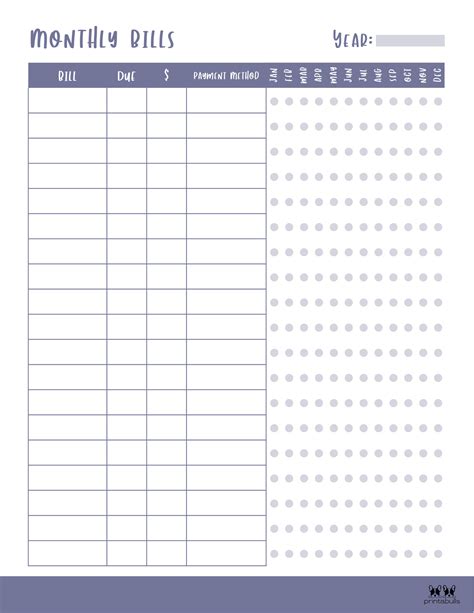 Monthly Bill Organizers - 18 Free Printables | Printabulls | Aidan