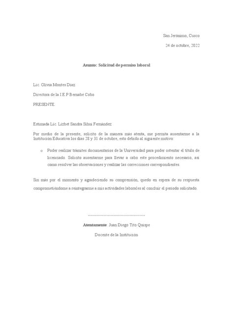 Solicitud de Permiso | PDF 