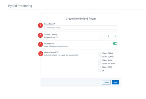 Editing Room Settings For Hybrid Virtual Proctoring Sessions