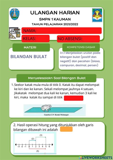 Lkpd Bilangan Bulat Interactive Exercise Live Worksheets