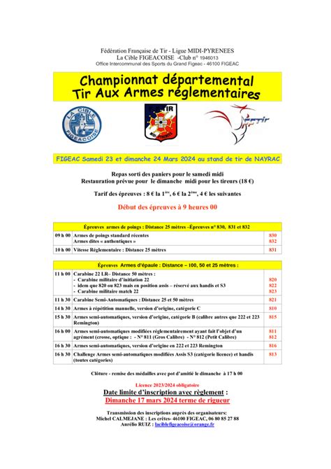 Déroulement TAR du 23 et 24 mars 2024 LA CIBLE FIGEACOISE