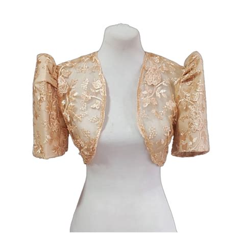 Modern Filipiniana Bolero Crop Top With Spanish Lace Fabric High