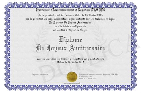 Diplome De Joyeux Anniversaire