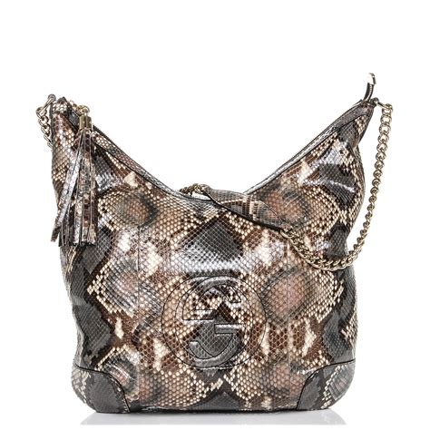 Gucci Python Medium Soho Chain Shoulder Bag Beige 227945