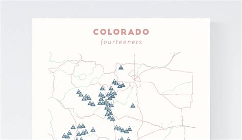 colorado fourteeners checklist map print home digital