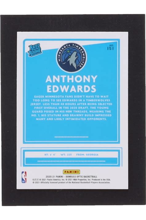 Anthony Edwards 2020 21 Donruss Optic 151 RR RC Pristine Auction