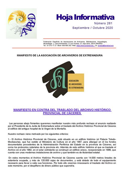 Hoja Informativa Septiembre Octubre 2020 Anabad