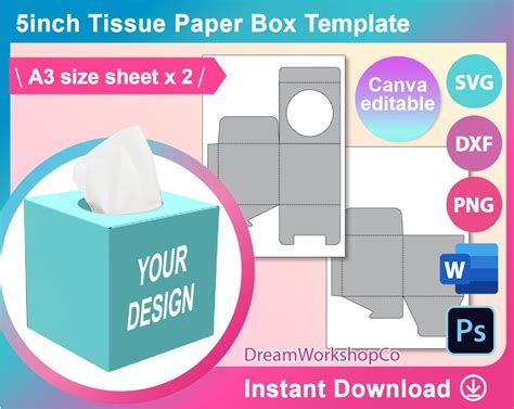 Tissue Box Template Tissue Box Svg T Box Template Ms Word Canva